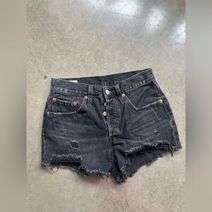 Levi 501 black distressed shorts size 26